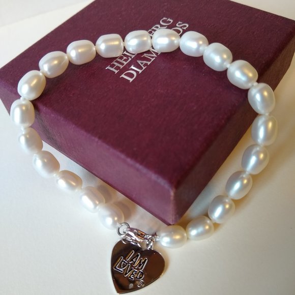 FRESHWATER PEARL STERLING SILVER CHARM BRACELET. NWOT. - Picture 2 of 4